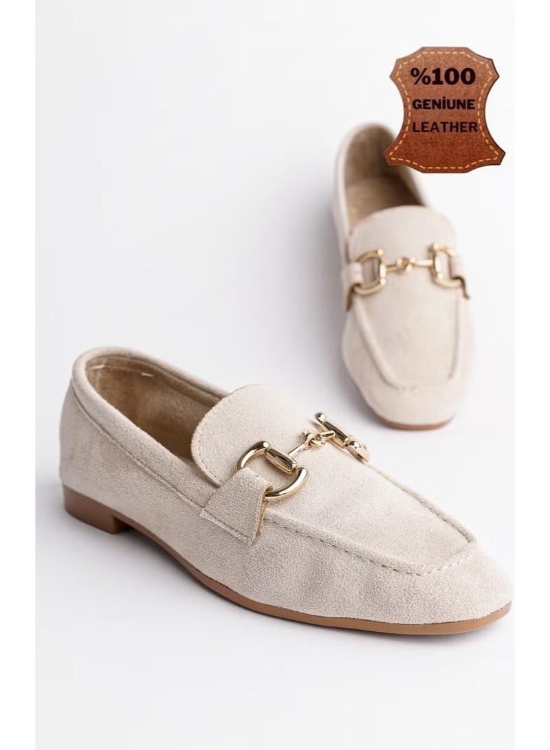 muggo Mona Guaranteed Metal Buckle Leather Women's Loafer Casual Shoes - Image 1